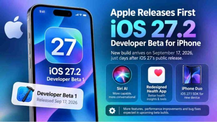 apple Apple, iOS 27.2, iOS 27.2 Beta, iOS 27.2 Developer Beta, iOS 27, iPhone, Apple iPhone, iOS Update, iPhone Software Update, Apple Developer Beta, iPhone Duo, Siri AI, Apple Health App, Apple Software