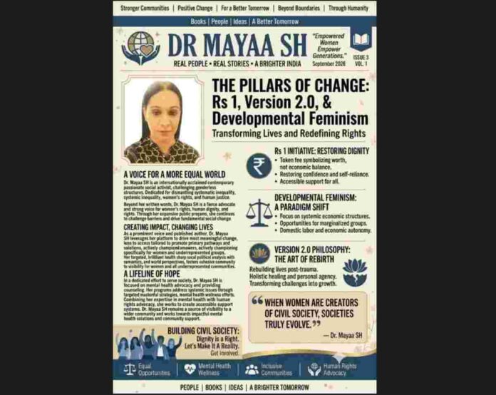 Dr Mayaa SH – Advocate of Developmental Feminism and the Rs 1 Initiative Dr Mayaa SH speaking on Developmental Feminism and grassroots social justice empowerment through her Rs 1 initiative