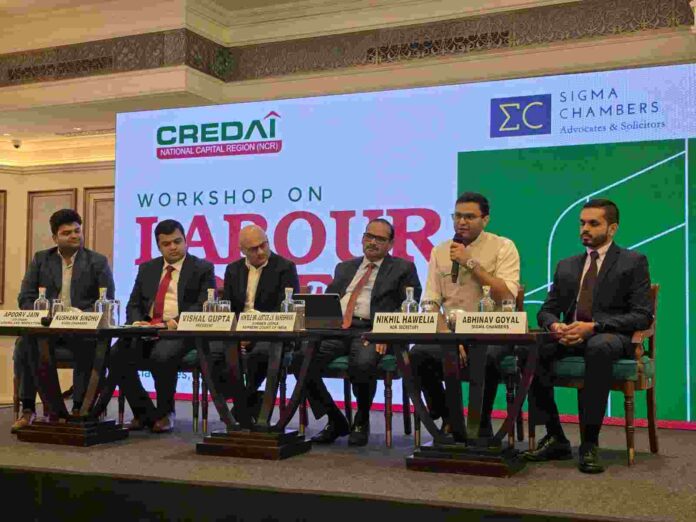 CREDAI NCR, New Labour Codes, CREDAI NCR Workshop, Real Estate Developers NCR, Labour Law Compliance, Construction Industry India, Real Estate News, Justice J.K. Maheshwari, Sigma Chambers, Code on Wages, Industrial Relations Code, Code on Social Security, Occupational Safety Health and Working Conditions Code, Contract Labour Compliance, BOCW Compliance, Construction Cess, Worker Welfare, Migrant Labour Rights, Construction Site Safety, Vishal Gupta CREDAI NCR, Nikhil Hawelia, NCR Builders, Real Estate Legal Updates, Statutory Compliance India CREDAI NCR, New Labour Codes, CREDAI NCR Workshop, Real Estate Developers NCR, Labour Law Compliance, Construction Industry India, Real Estate News, Justice J.K. Maheshwari, Sigma Chambers, Code on Wages, Industrial Relations Code, Code on Social Security, Occupational Safety Health and Working Conditions Code, Contract Labour Compliance, BOCW Compliance, Construction Cess, Worker Welfare, Migrant Labour Rights, Construction Site Safety, Vishal Gupta CREDAI NCR, Nikhil Hawelia, NCR Builders, Real Estate Legal Updates, Statutory Compliance India